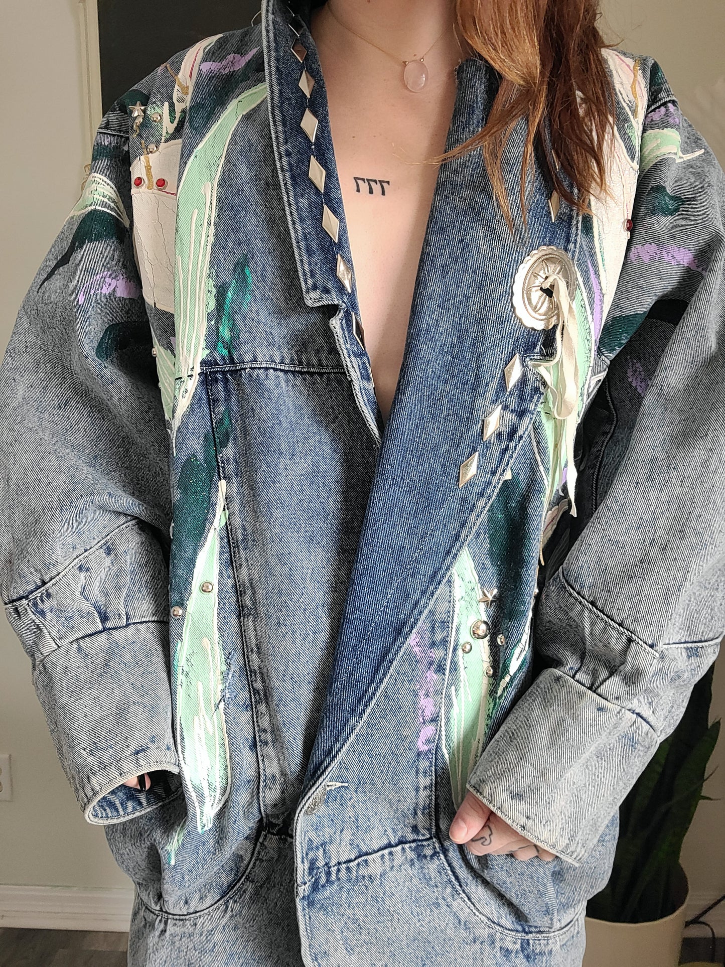 One of a kind Painted Denim Western Jacket