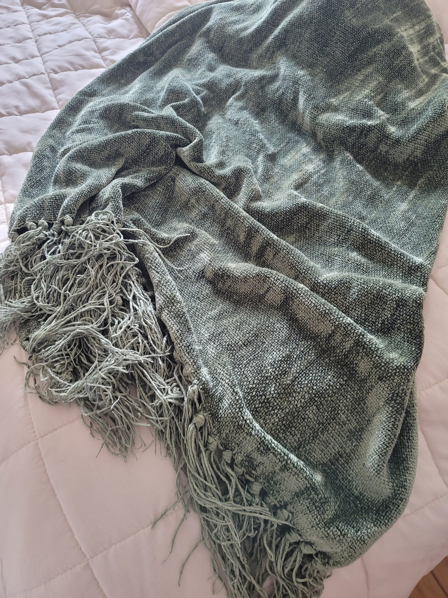 Forest Green Chenille Throw Blanket