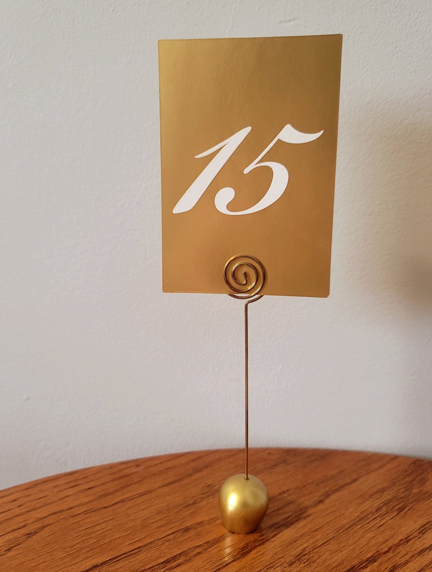 gold table numbers for rent in winnipeg, placecard holders for rent in winnipeg, vintage table numbers for rent in winnipeg