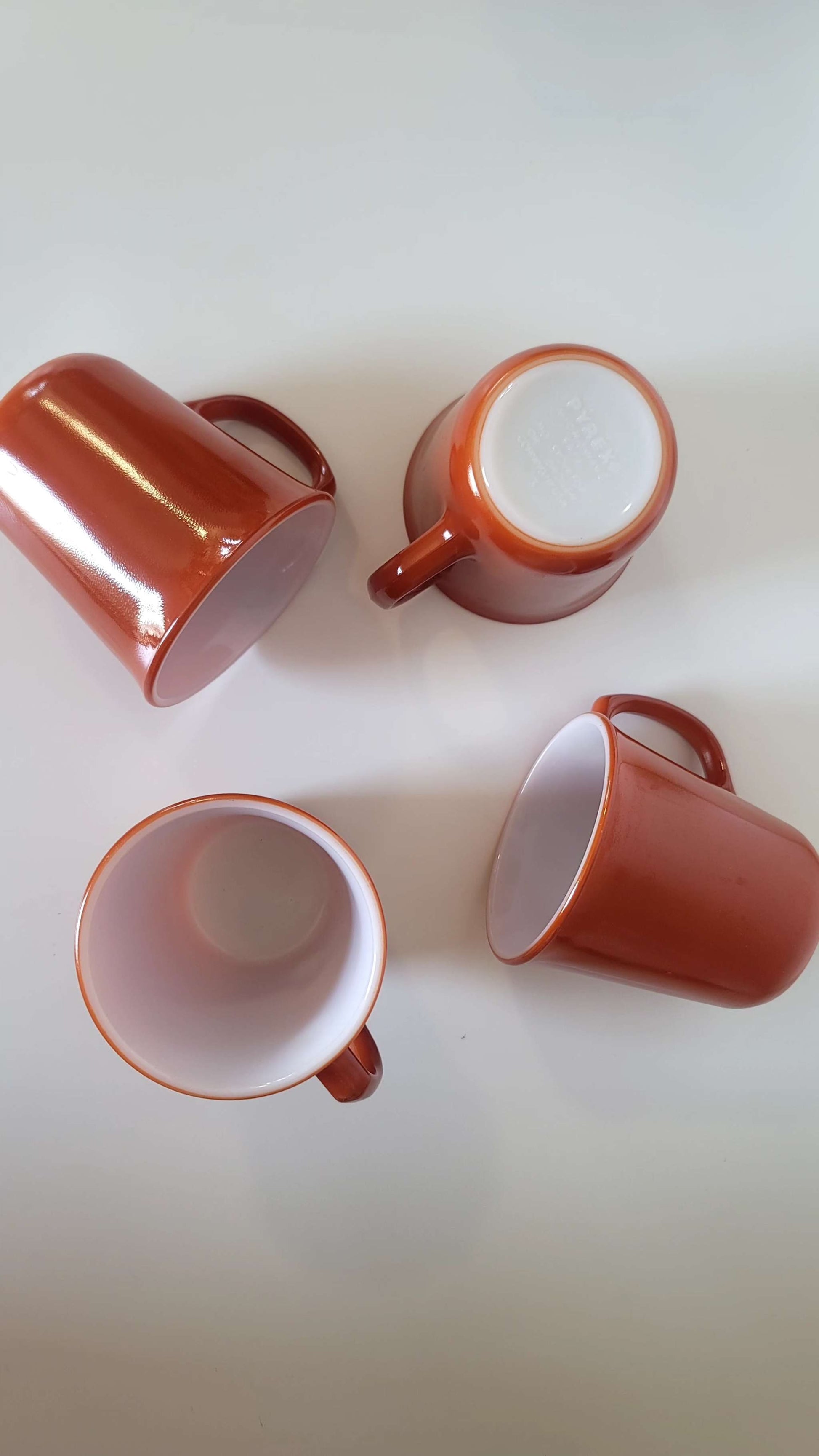 Pyrex Rust Coloured Coffee Cups