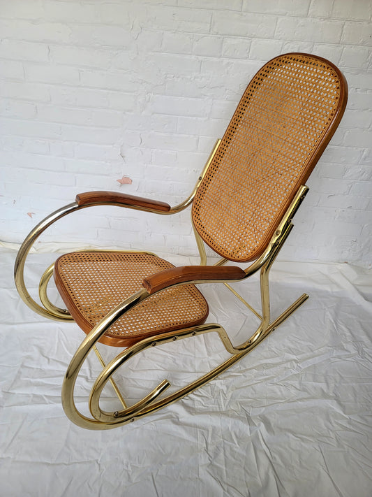 Brass & Cane Rocking chair