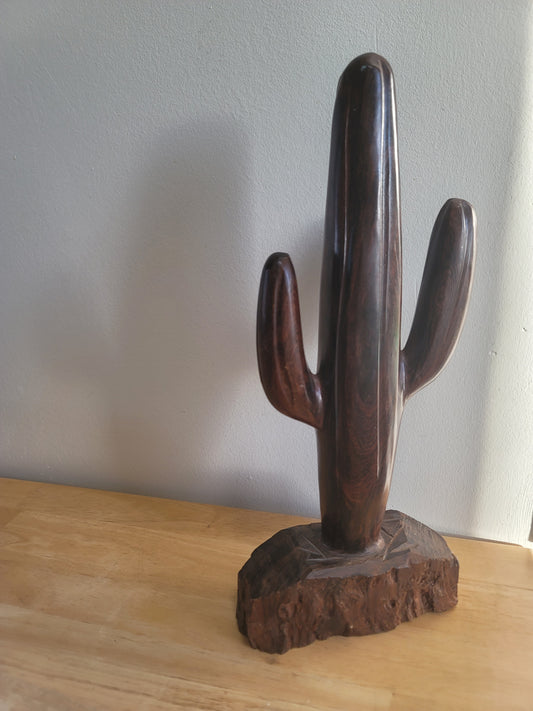 Solid Wood Cactus Figurine