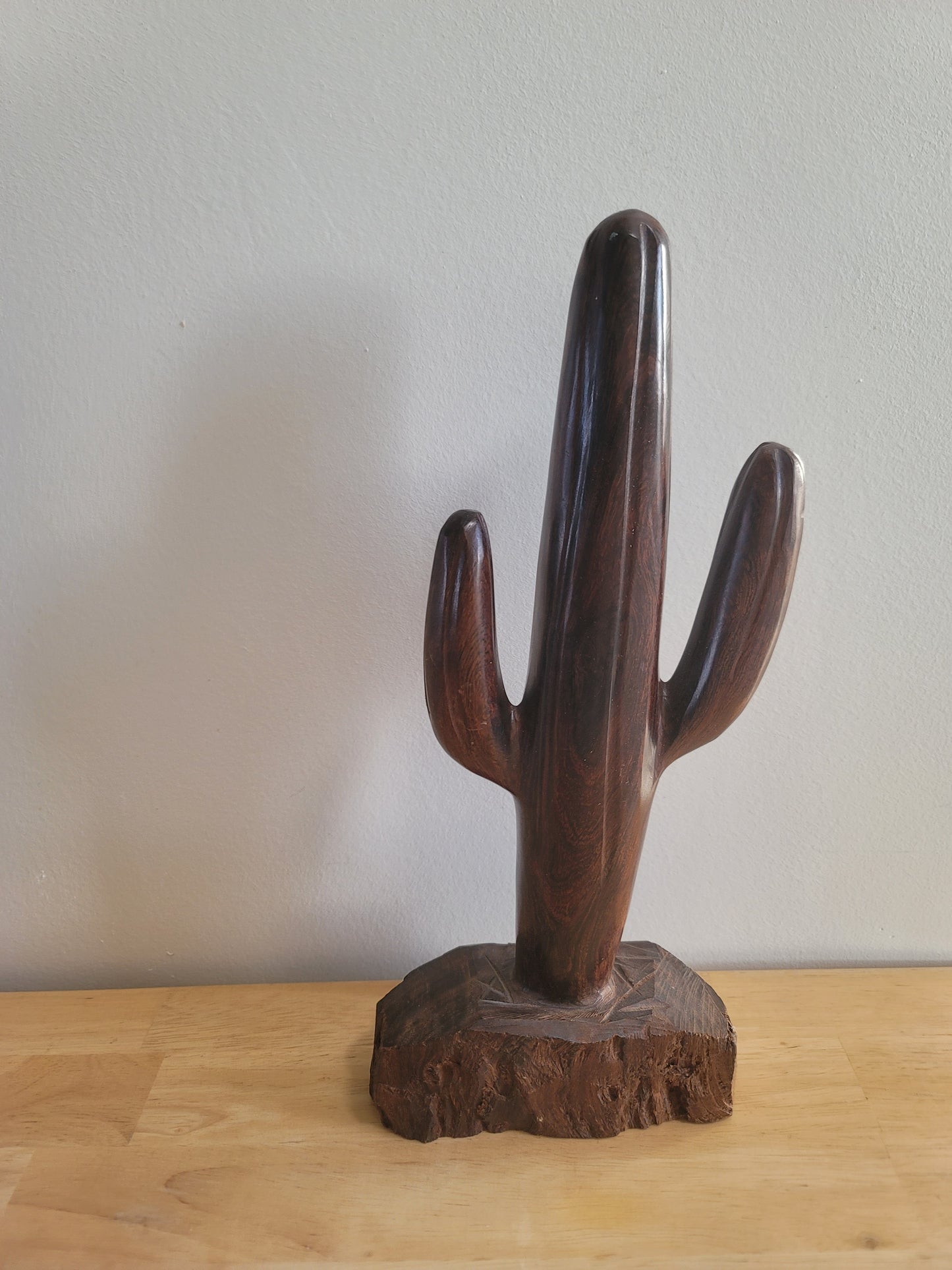 Solid Wood Cactus Figurine