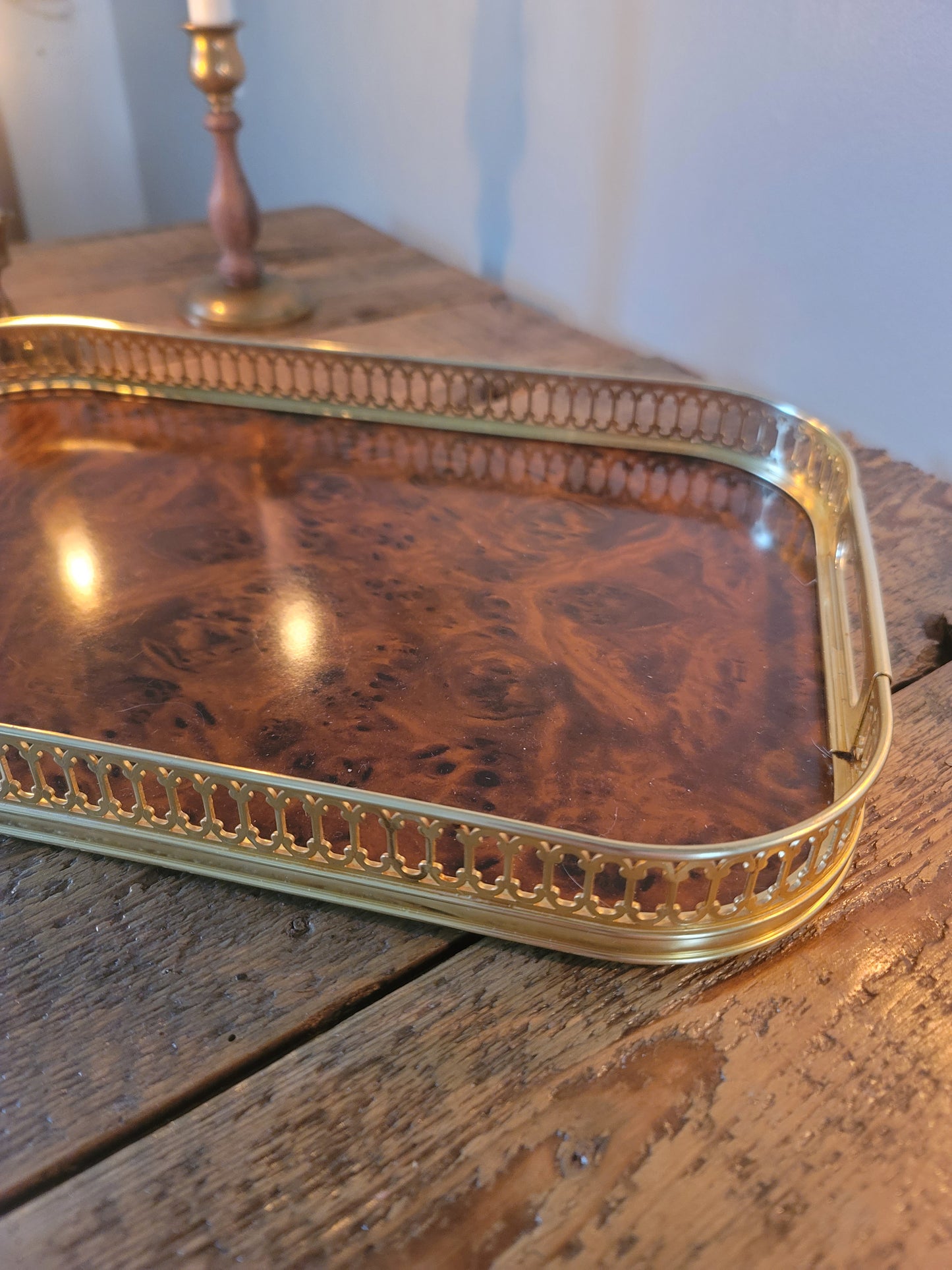 Midcentury Laquer & Gold Serving Tray