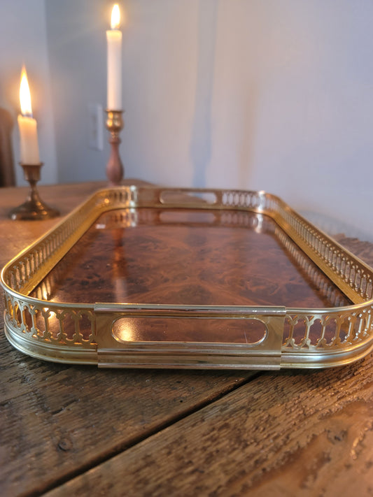 Midcentury Laquer & Gold Serving Tray