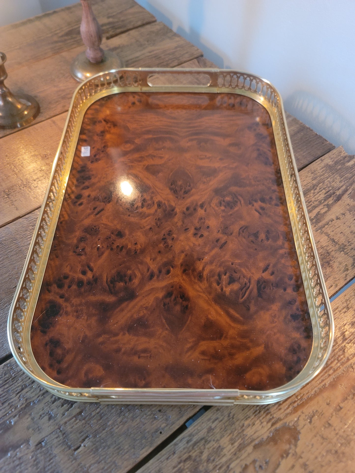 Midcentury Laquer & Gold Serving Tray