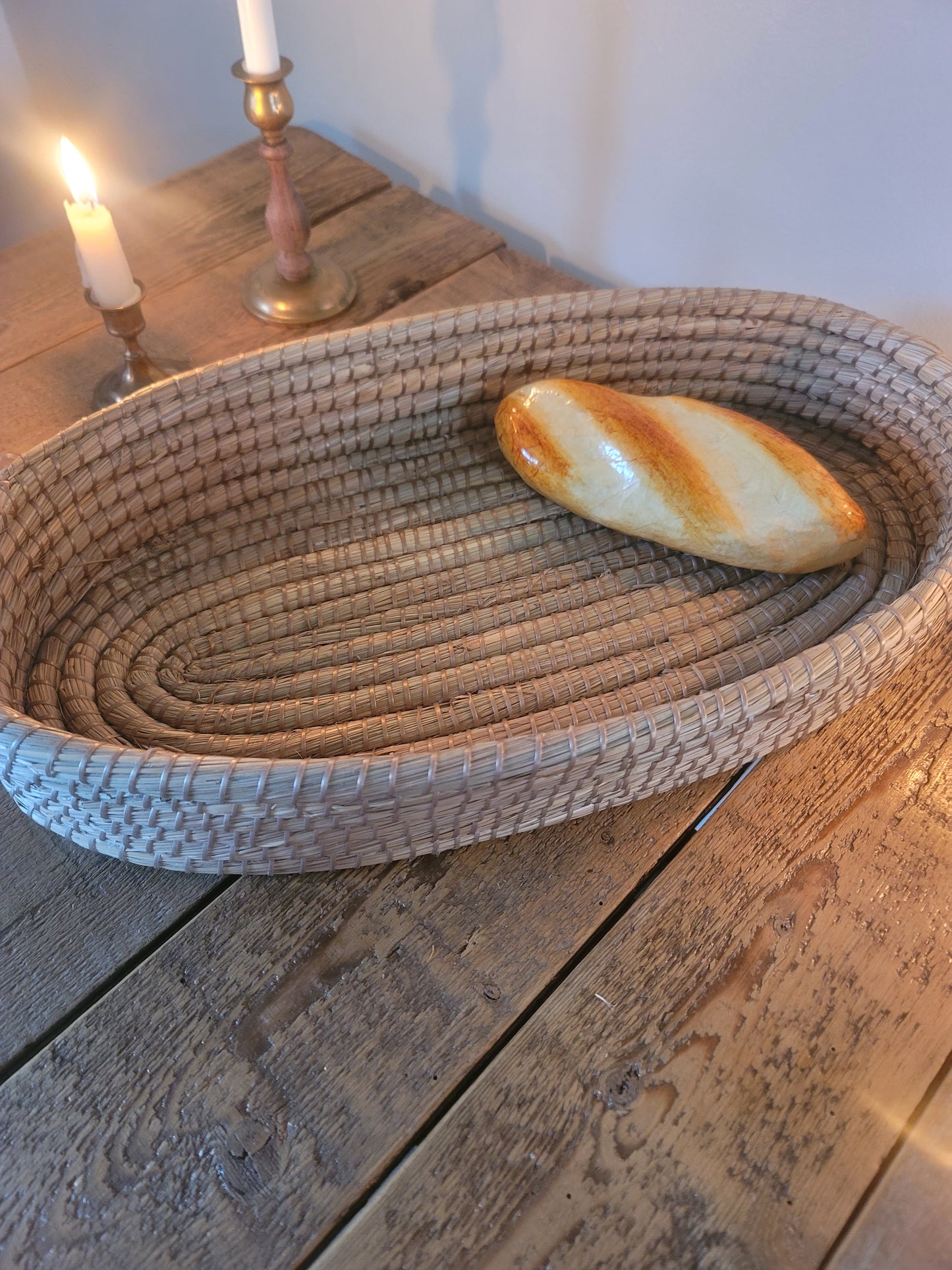 Oversized wicker bread basket