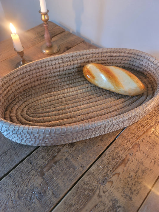 Oversized wicker bread basket