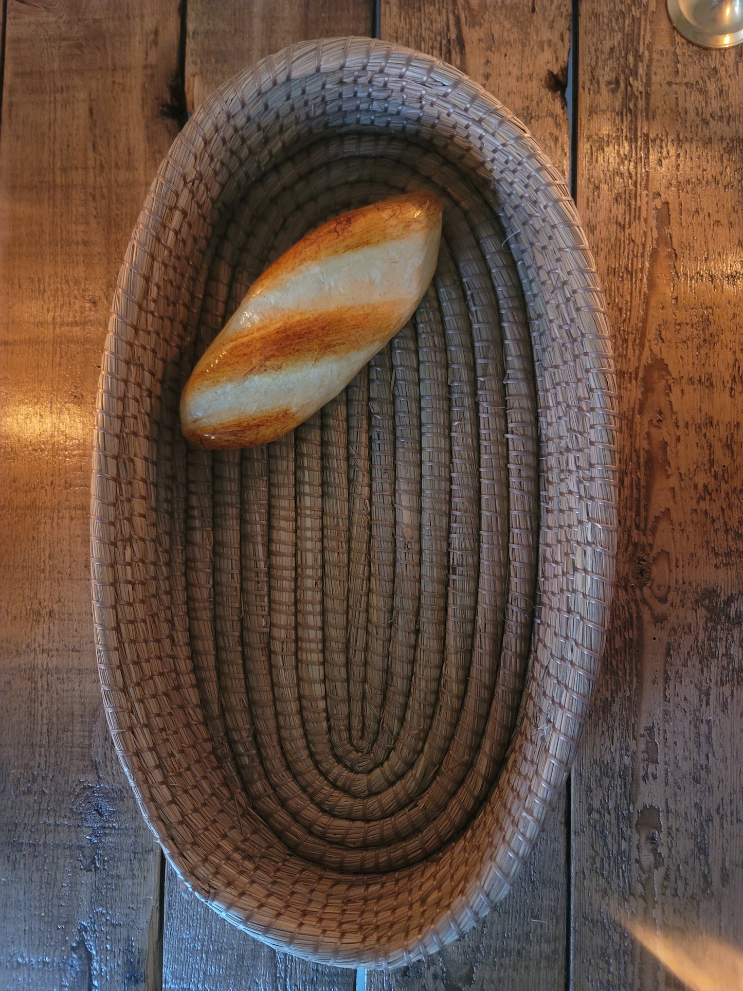 Oversized wicker bread basket