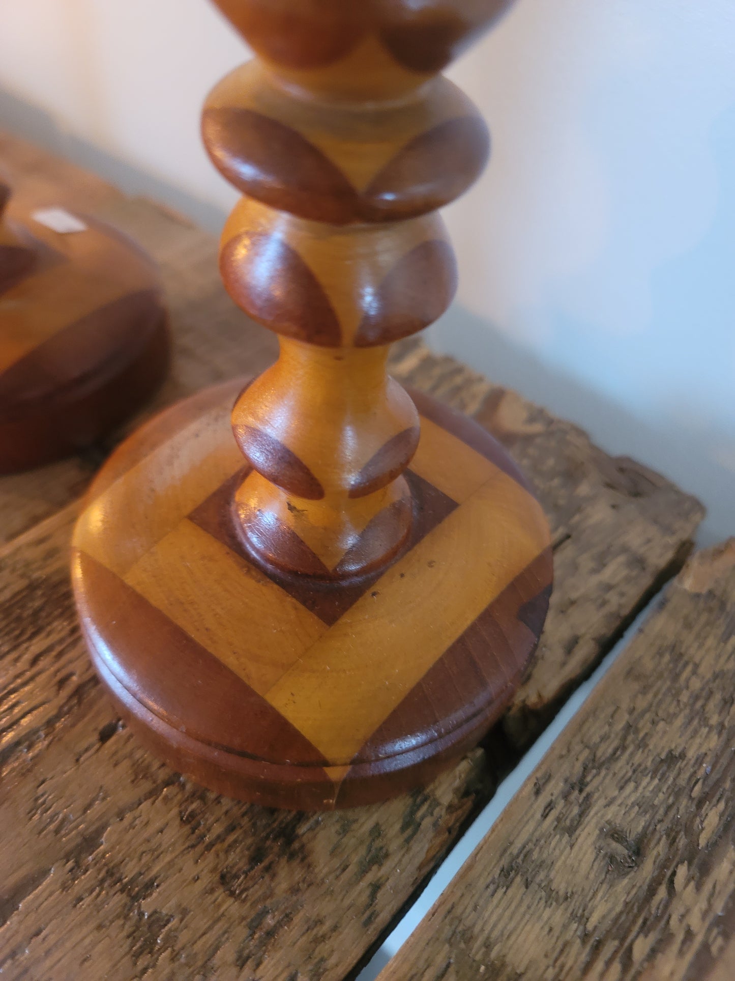 Hand turned wood candlesticks