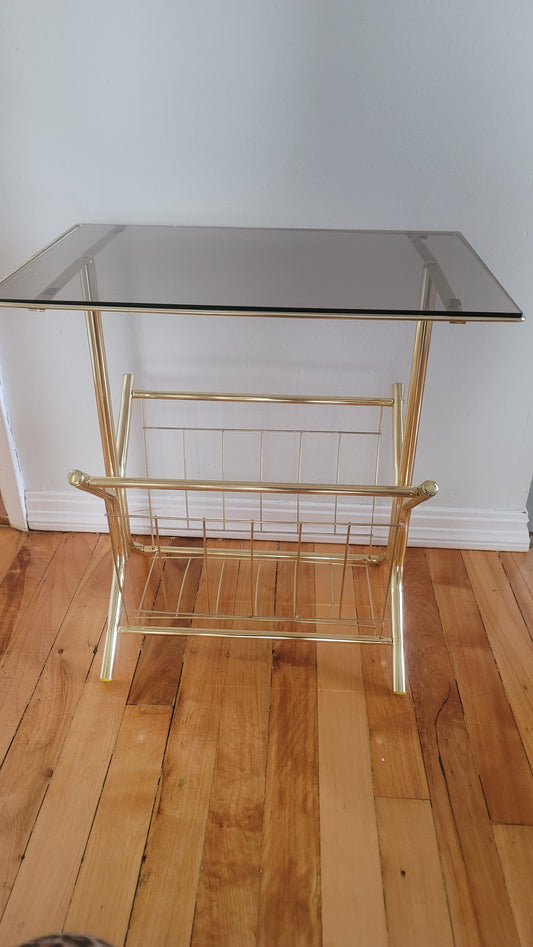 Smoked Glass & Brass Side Table