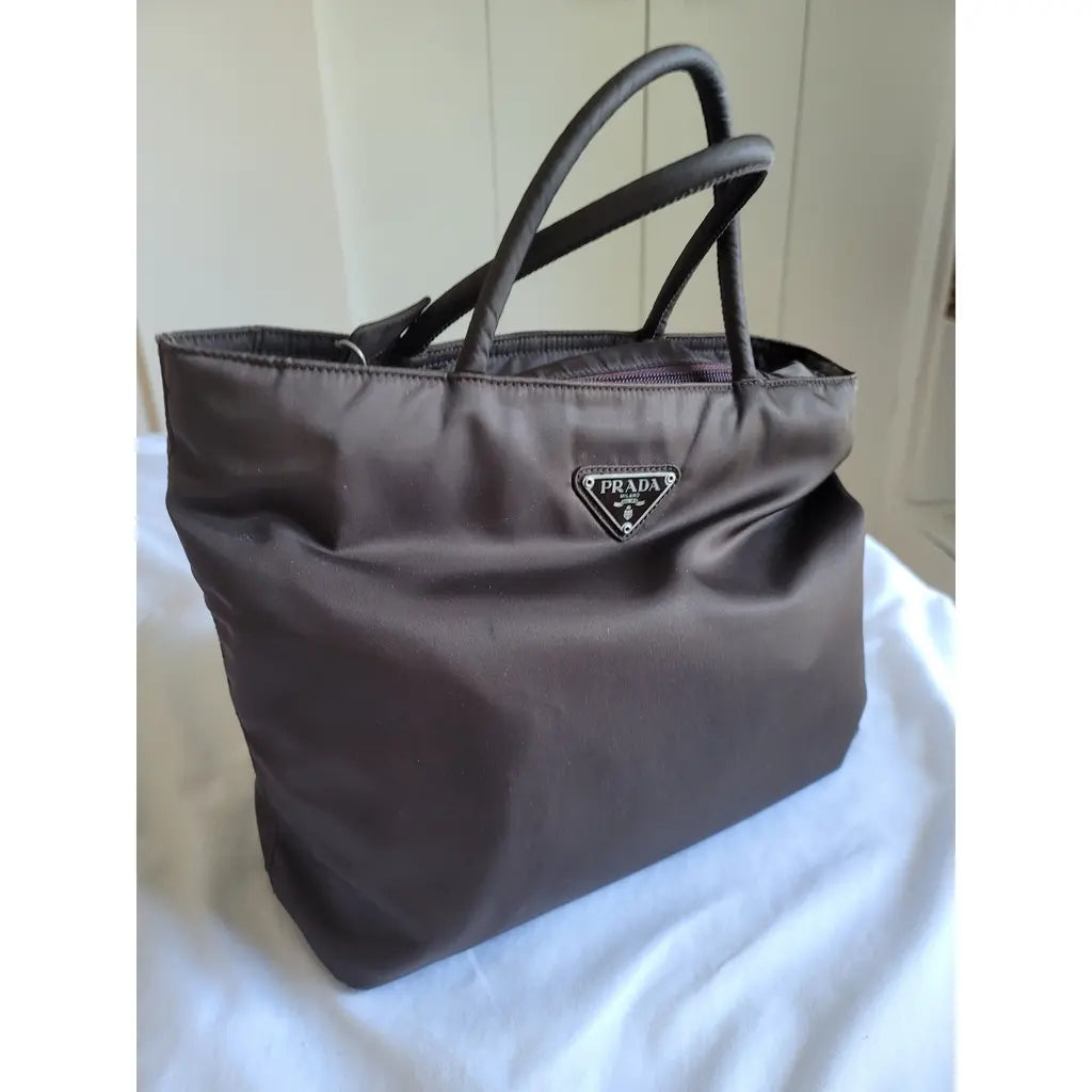 Prada Brown Nylon Tessuto Tote