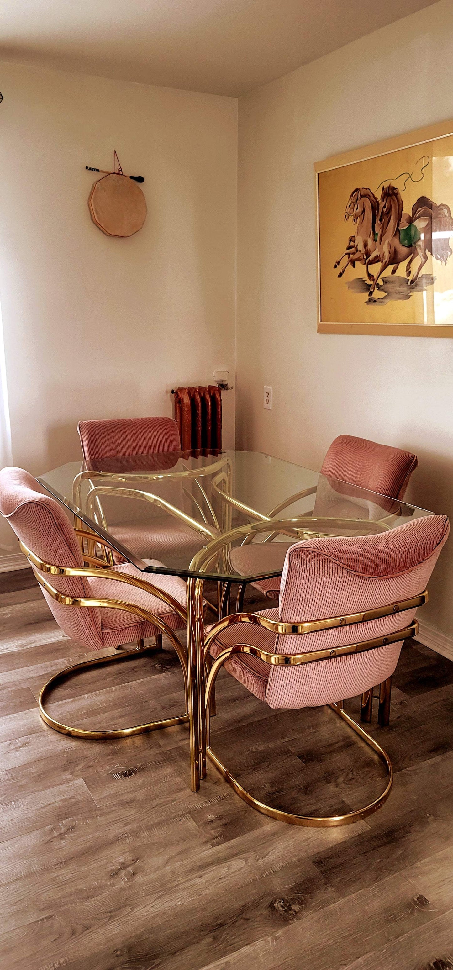 Hollywood Regency brass table and chairs